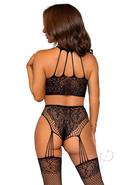 Leg Avenue Lace And Net Halter Crop Top And High Waist...