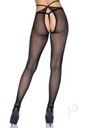 Leg Avenue Micro Net Strappy Waist Crotchless Tights - O/s...